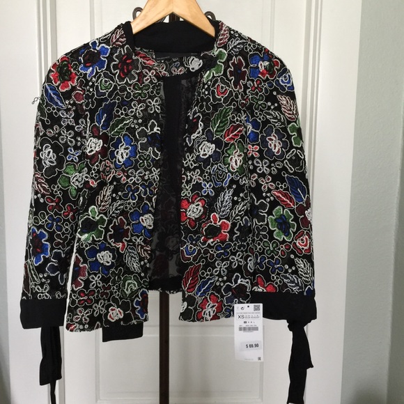 BNWT ZARA Multicolored Lace Blazer, Sz XS - Picture 5 of 8